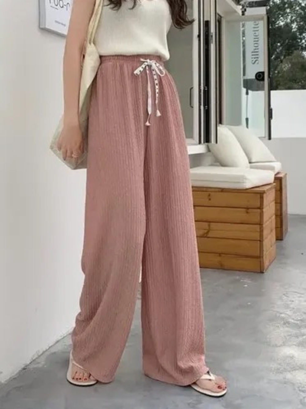 Soho Dusty Rose Wide Leg Drawstring Pants